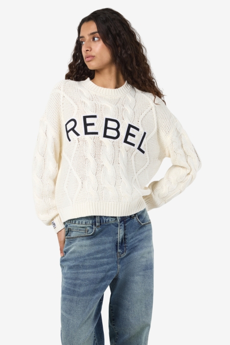 Noisy may nmrebecca l/s o-neck cable knit